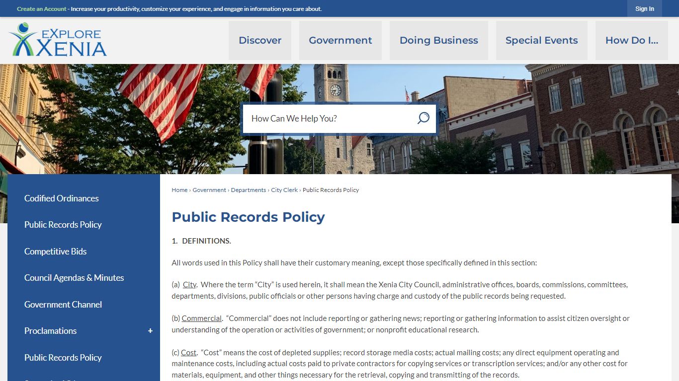 Public Records Policy | Xenia, OH