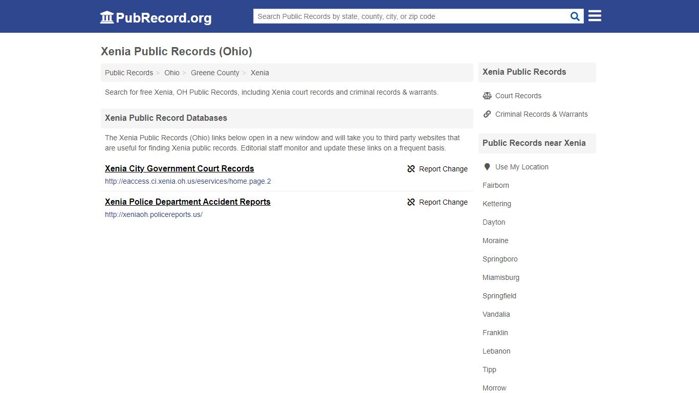 Free Xenia Public Records (Ohio Public Records) - PubRecord.org